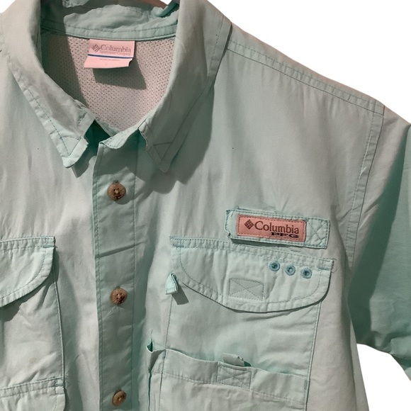 Columbia PFG Women’s Aqua Button-Up Sporting Shirt Size L. SEE MEN’s SHIRT TOO! - Picture 12 of 13